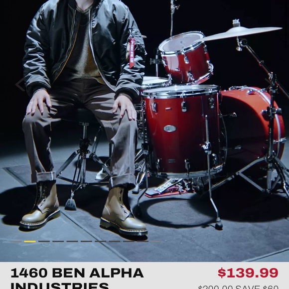 1460 Ben Alpha Industries Nylon/Leather Olive Lace Up Boots - Picture 9 of 12